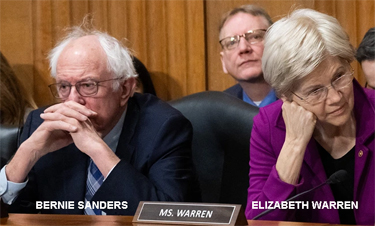Bernie SANDERS and Elizbeth WARREN looking dejected