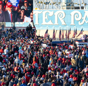 Trump holds blue state rally with 80,000 to 100,000 attending